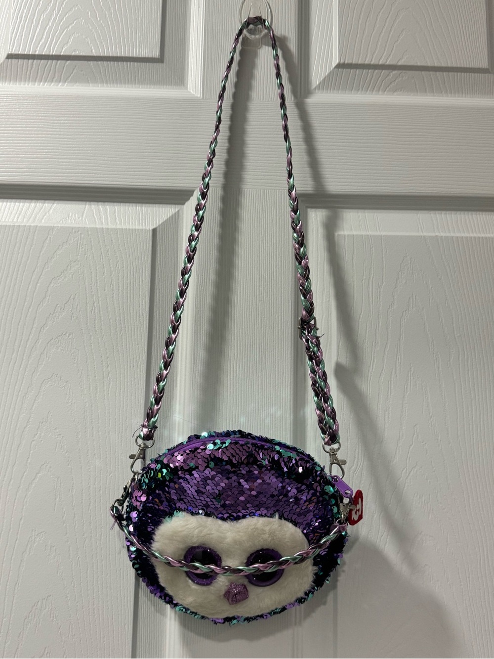 Ty Purple Sequin Penguin Mini Crossbody Bag